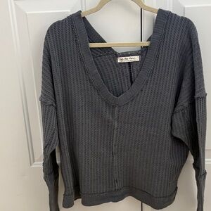 Free People We The Free Charcoal V-Neck Sweater